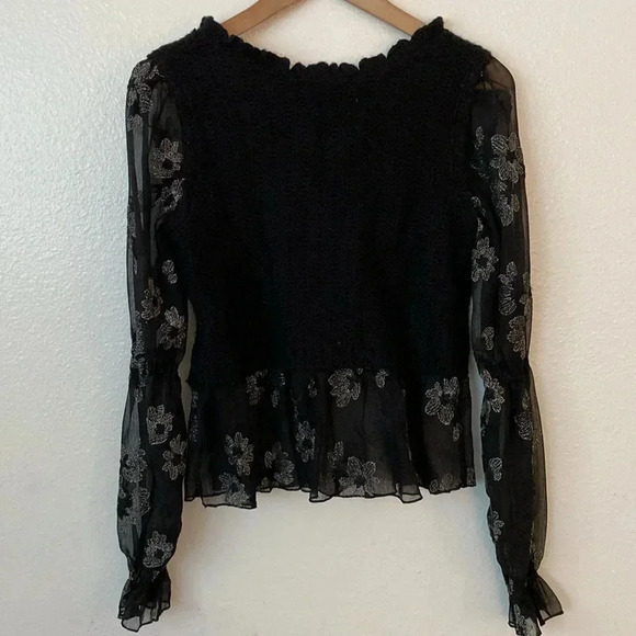 Anthropologie XXS Embroidered Sheer Layered Knit Vest in Black - Picture 9 of 10